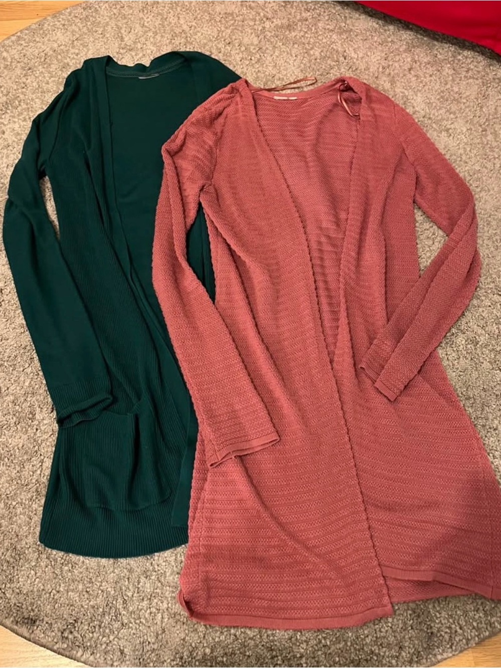 green + deep pink cardigan bundle